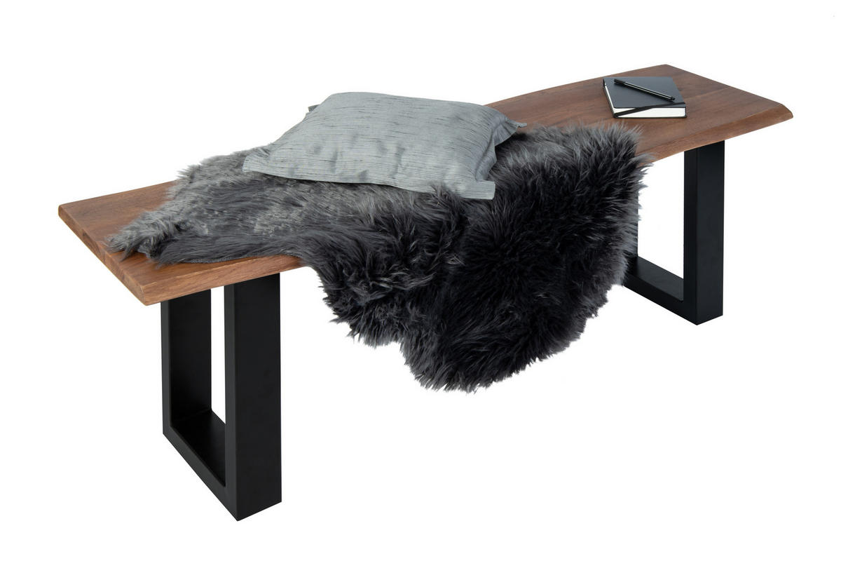 SITZBANK NOAH - Schwarz/Braun, Holz/Metall (160/40/42cm) - SAM