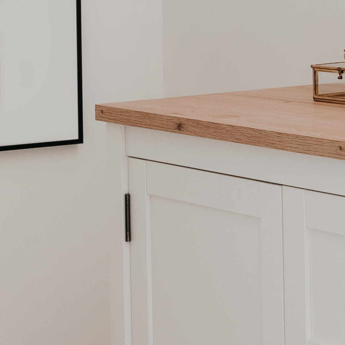 HIGHBOARD weiß, Artisan Eiche Landhaus, 160 cm, Kommode mit 8 Fächern - Silberfarben/Weiß, Holzwerkstoff/Metall (160/120/40cm) - Furn.Design