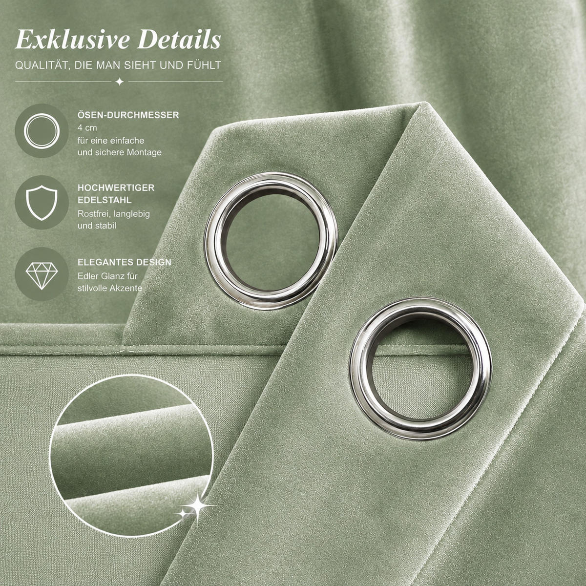 VORHANG Ösen Samt 300/245 cm Lindgrün - Hellgrün, Textil (300/245/245cm) - TiborTex