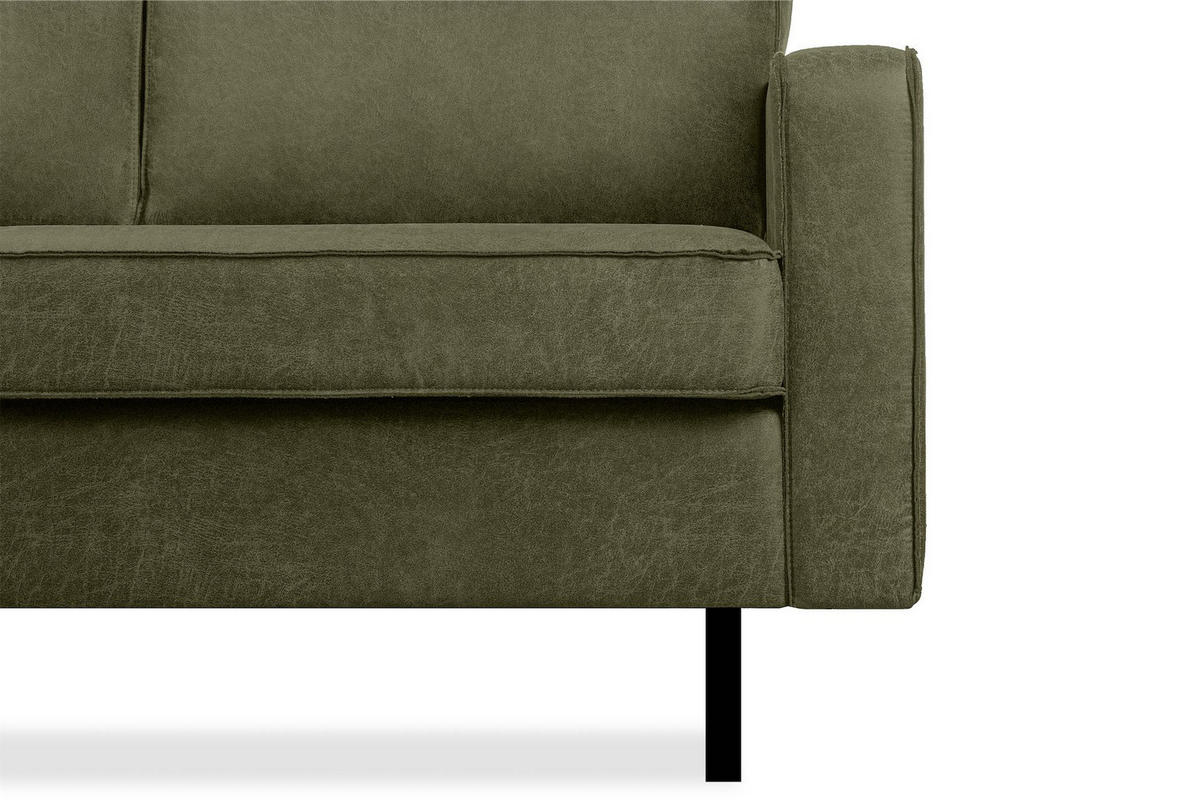 ECKSOFA-LINKS INVIA mit Armlehnen vintage, Lederoptik-Stoff, grün - Schwarz/Grün, Textil (234/160cm) - KONSIMO®