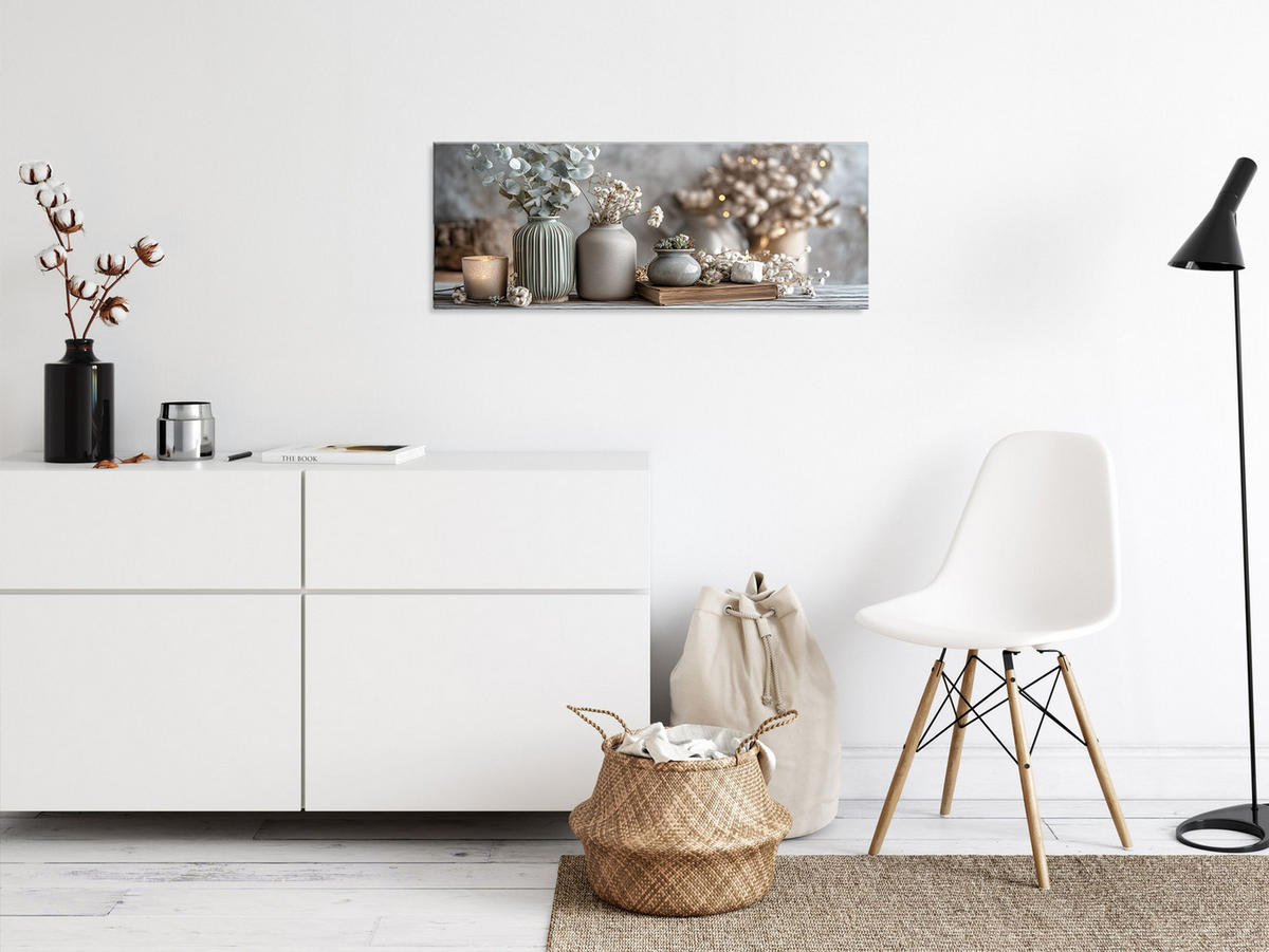 GLASBILD 80x30 cm Stillleben Eukalyptus salbeigrün - Beige, Glas (80/30cm) - artissimo