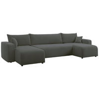 WOHNLANDSCHAFT Pianoni Dunkelgrau Bouclé-Bezug - Dunkelgrau/Schwarz, Kunststoff/Textil (312/83/140cm) - Selsey