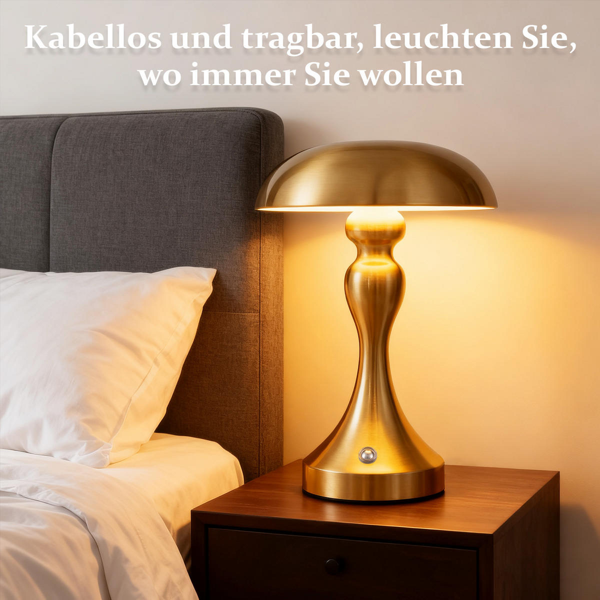 LED stolní lampa, rozměry 15,5/15,5/22 cm - zlatá, kov (15.5/15.5/22cm) - Nettlife