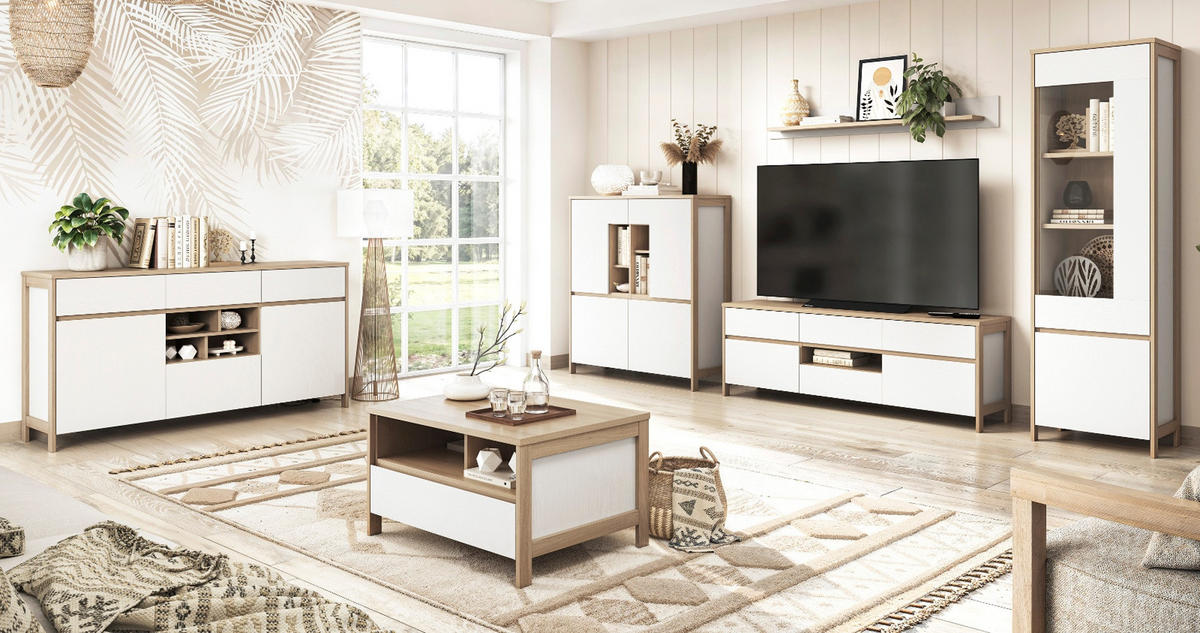 SCHREIBTISCH weiß und Eiche, Laptoptisch skandinavisch 120 cm - Eichefarben/Weiß, Holzwerkstoff (60/120/91cm) - Furn.Design