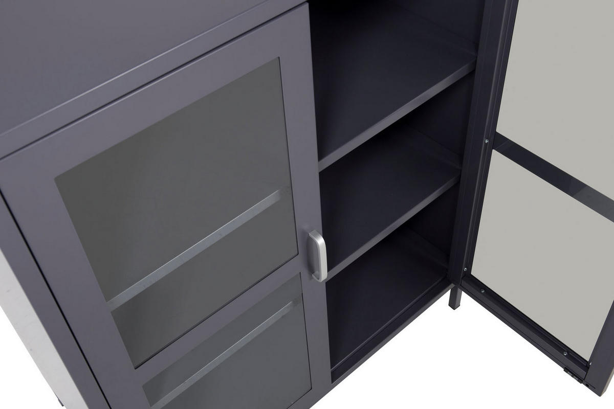 VITRINE hellgrau - Hellgrau, Holzwerkstoff (80/97/43cm) - ebuy24