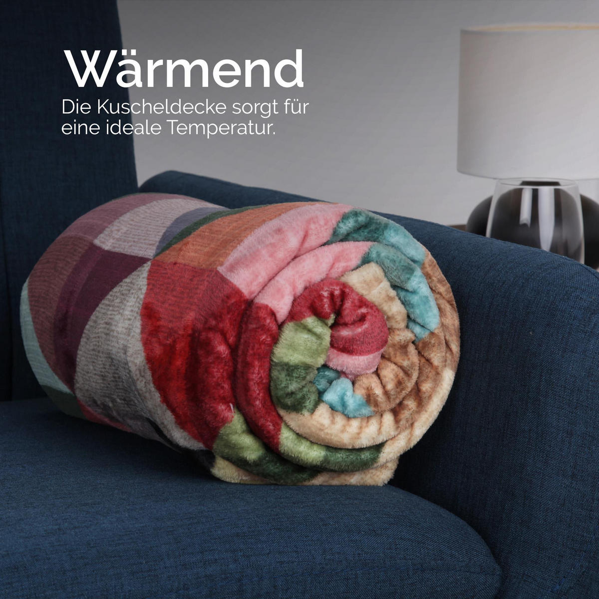 KUSCHELDECKE mit Cashmere-Touch 150x200 cm Cubus - Rot/Multicolor, Textil (150/200cm) - Bestlivings