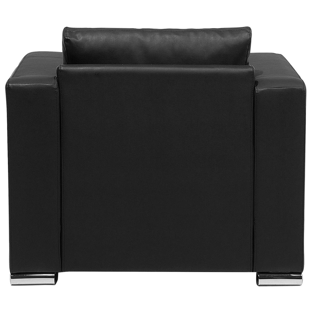 SESSEL Leder schwarz Helsinki - Silberfarben/Schwarz, Leder (96/72/76cm) - Beliani