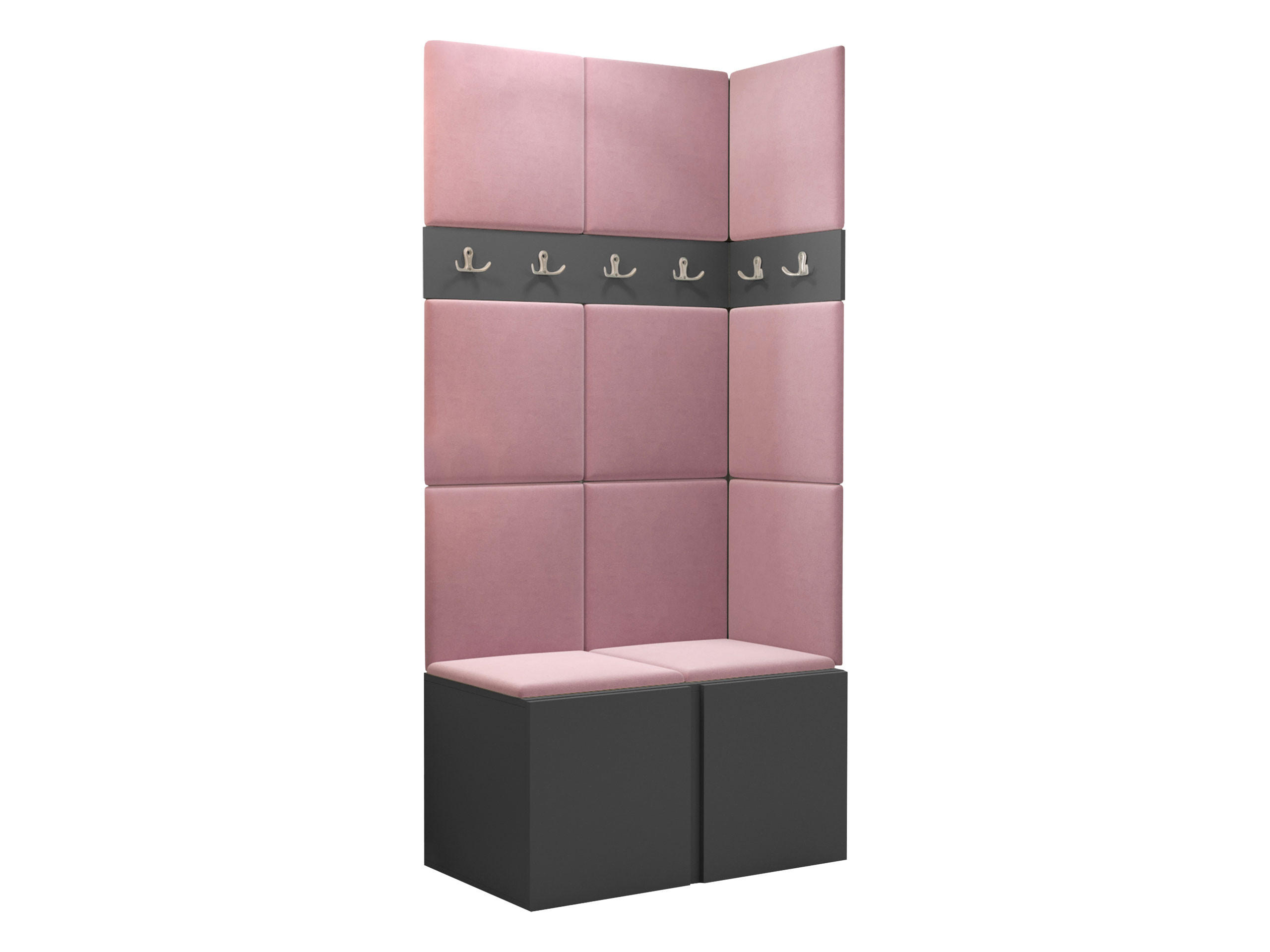 GARDEROBEN-SET Orion I - Graphitfarben/Rosa, Holzwerkstoff/Kunststoff (84/186/46cm) - MIRJAN24