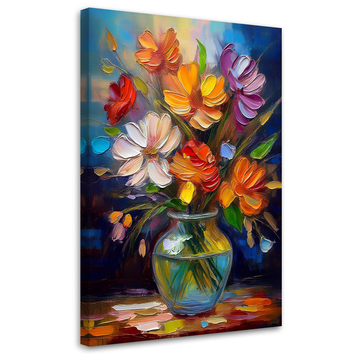 WANDBILD blumenstrauß in einer bunten vase - Multicolor, Textil (40/60cm) - Feeby