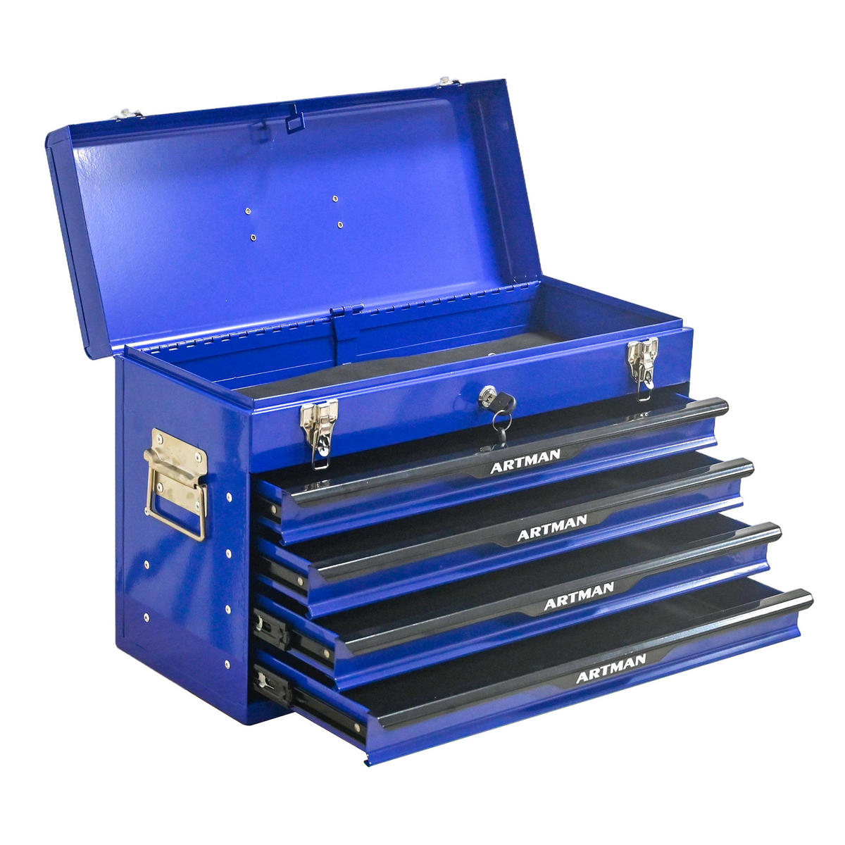 WERKZEUGKISTE 20 Zoll mit 3 Schubladen, pulverbeschichteter Stahl, Blau - Blau, Metall (22.3/34.5/53.2cm) - Novahome