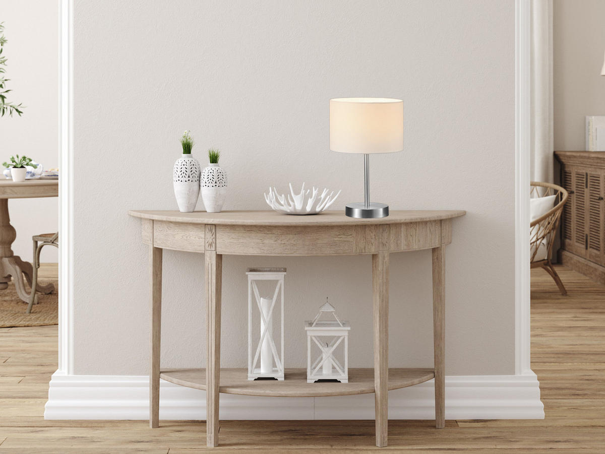 LED-TISCHLAMPE Stoffschirm Weiß, dimmbar, Höhe 32cm - Weiß, Textil (20/20/32cm) - meineWunschleuchte