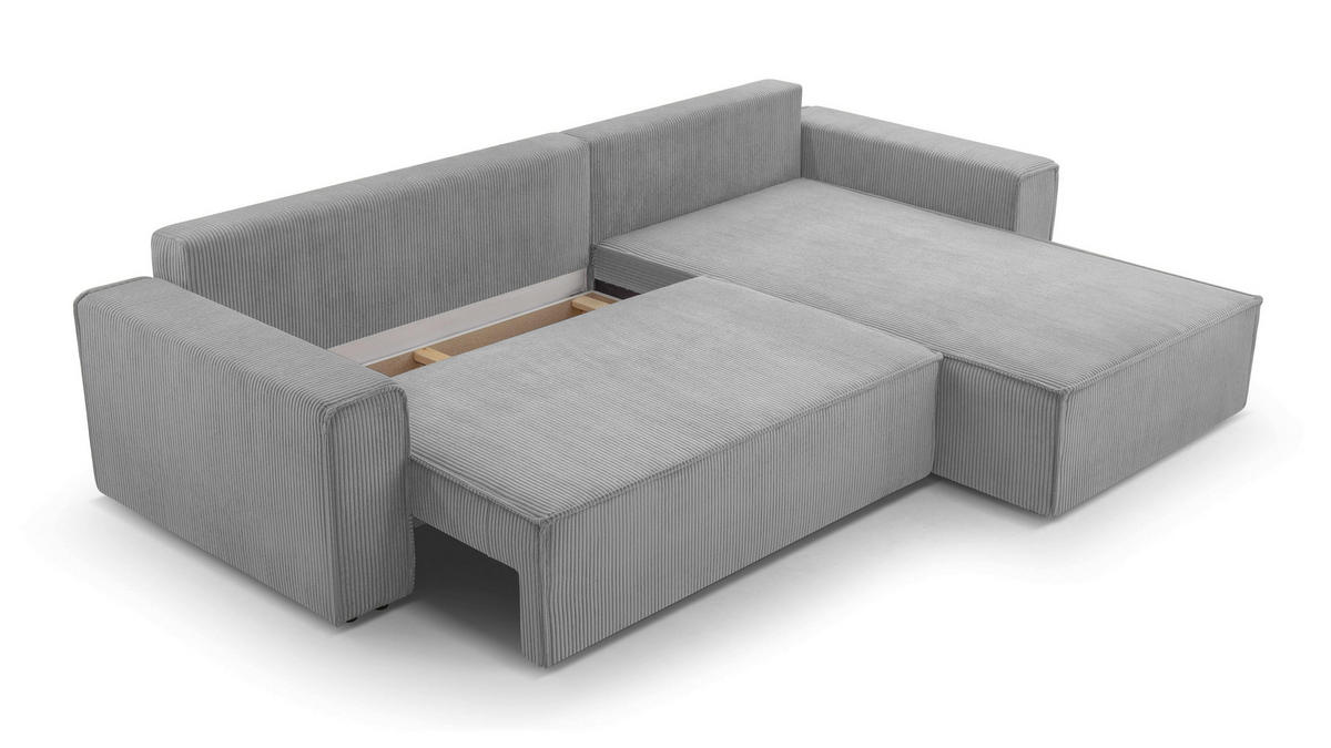 ECKSOFA L Form Cedria Hellgrau 287/145/85 cm mit Schlaffunktion - Hellgrau/Schwarz, Kunststoff/Textil (287/145cm) - AX Living