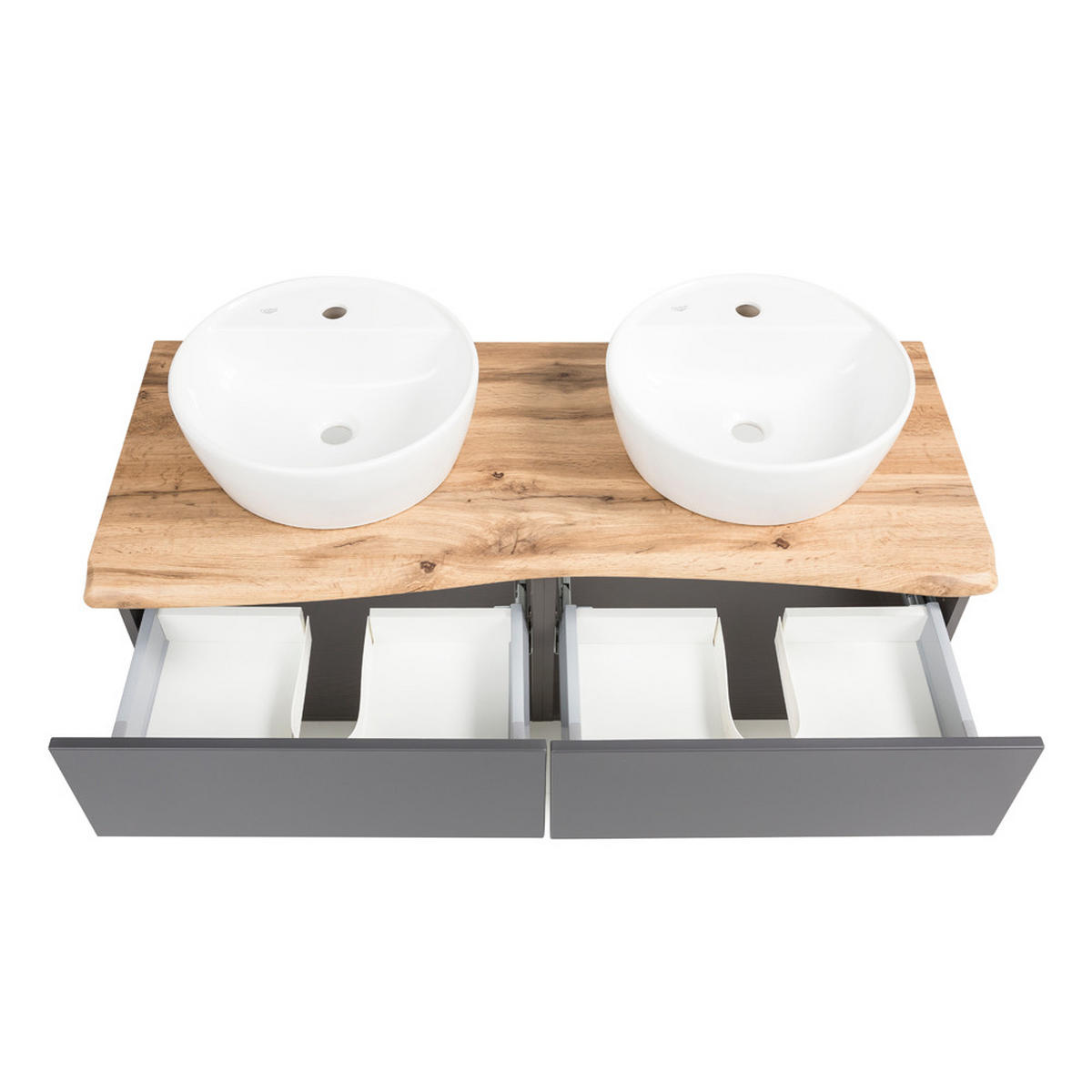BADMÖBEL-SET 3-TLG. Kahla-03 - Anthrazit/Braun, Holzwerkstoff (201/200/52cm) - Lomado