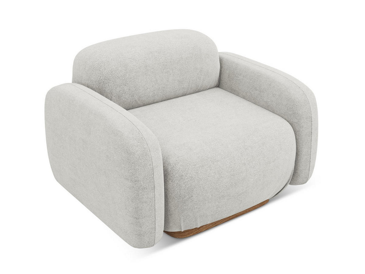 SESSEL Bouclé Stoff Grau - Silberfarben/Braun, Holz/Textil (110/73/95cm) - Makamii