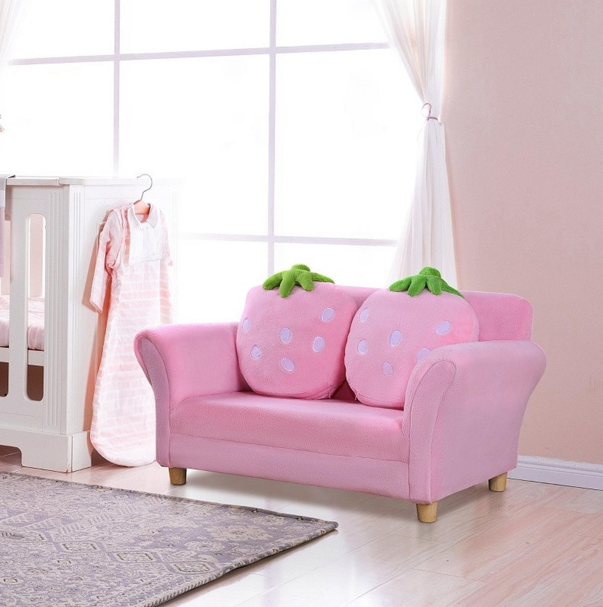 POHOVKA pre deti a mládež, 90/53/48 cm, drevo ružová - pink, drevo (53/48/90cm) - BEAOK