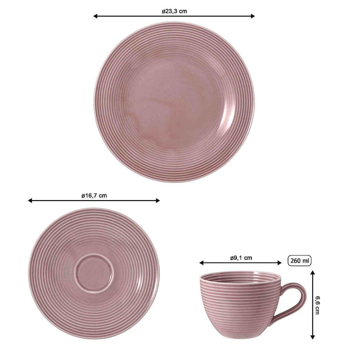 KAFFEESERVICE Beat Color Glaze Altrosa 18er Set - Robinienfarben, Keramik (24/18.1/43cm) - Seltmann Weiden