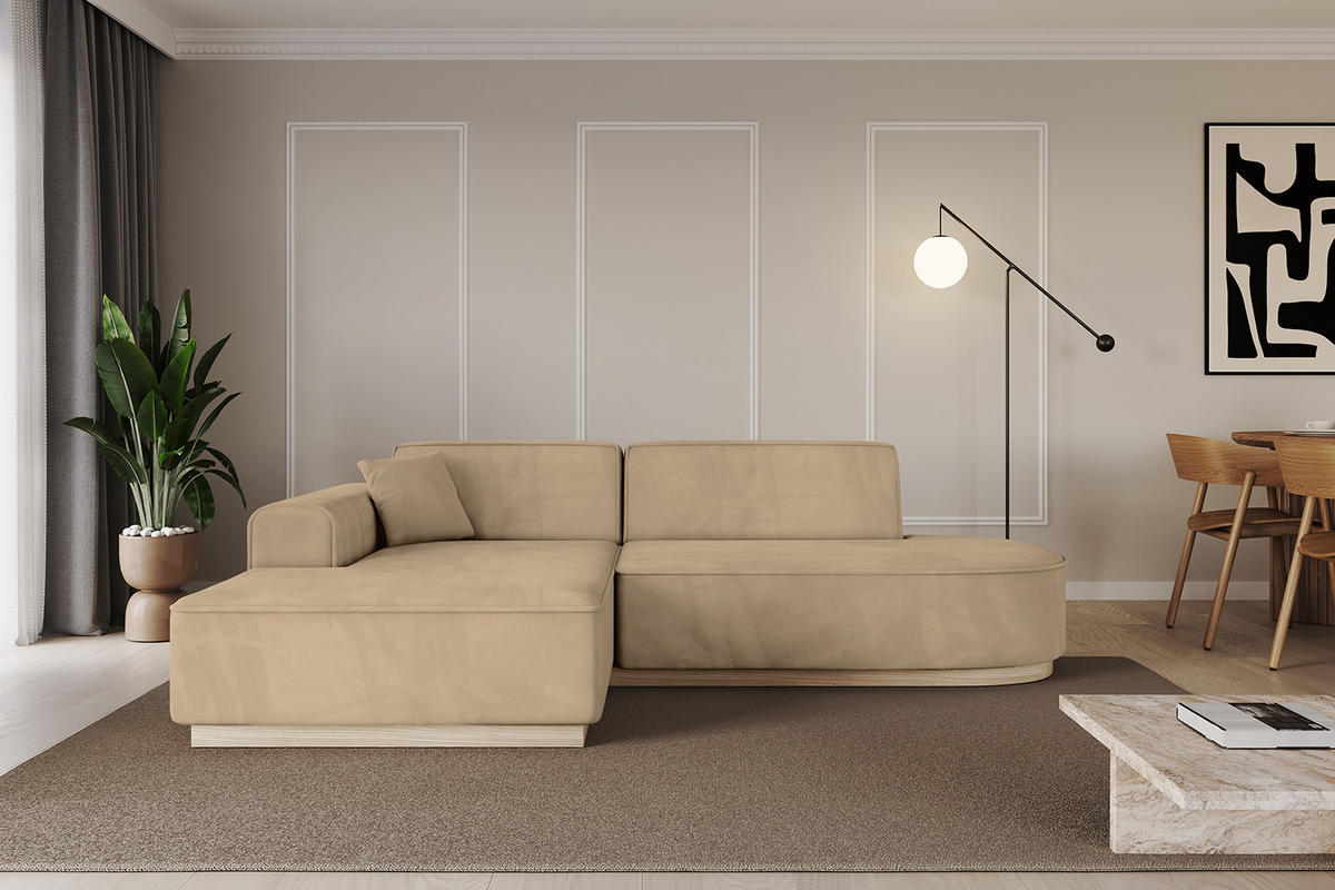 ECKSOFA Ottomane Links IREA-L1 - 234x171x83 cm Beige - Beige, Holzwerkstoff/Textil (234/171cm) - ALTDECOR