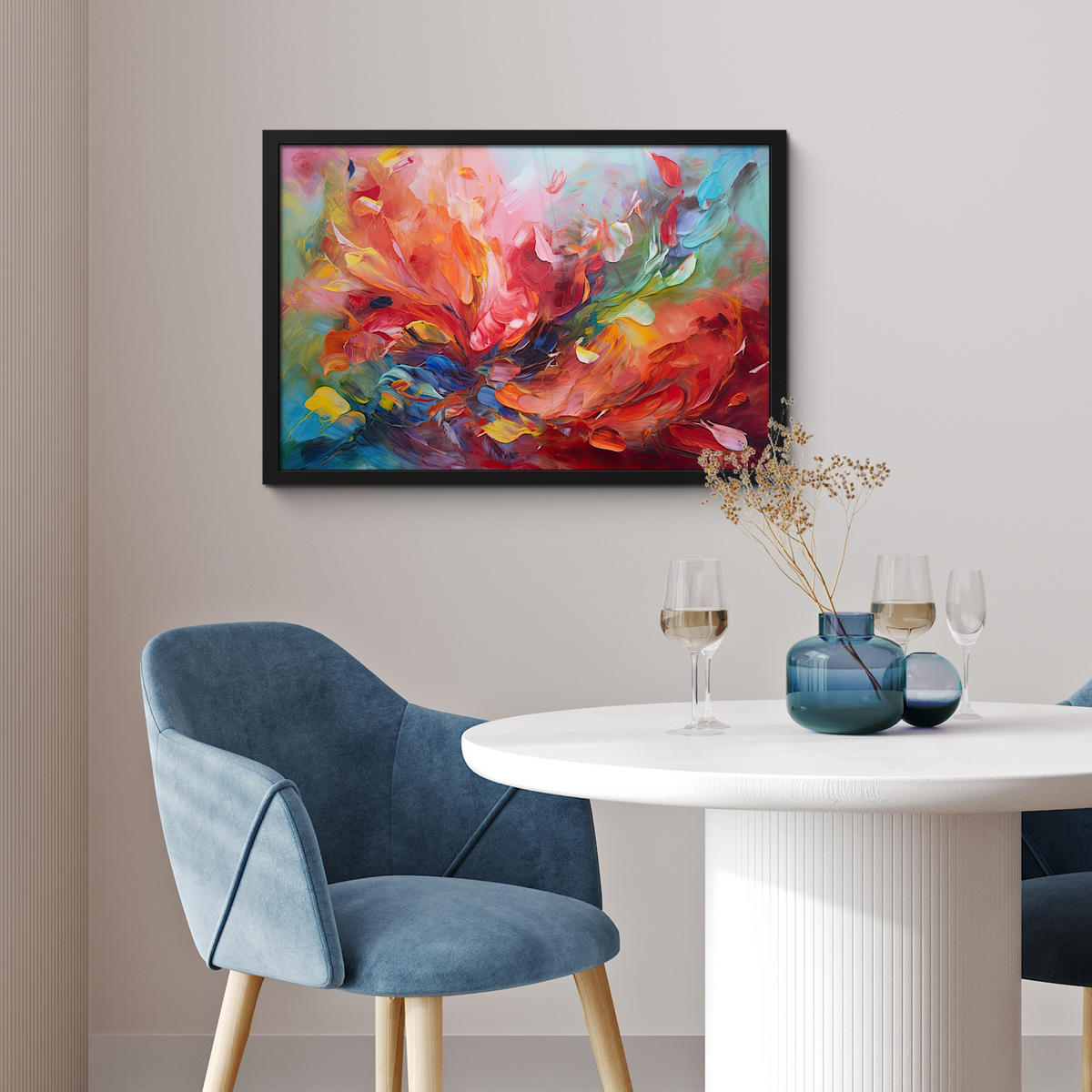 POSTER MIT RAHMEN Ölgemälde - Kunst - Abstrakt - Farbenfroh 60x40 cm - Altrosa, Papier (60/40cm) - MuchoWow