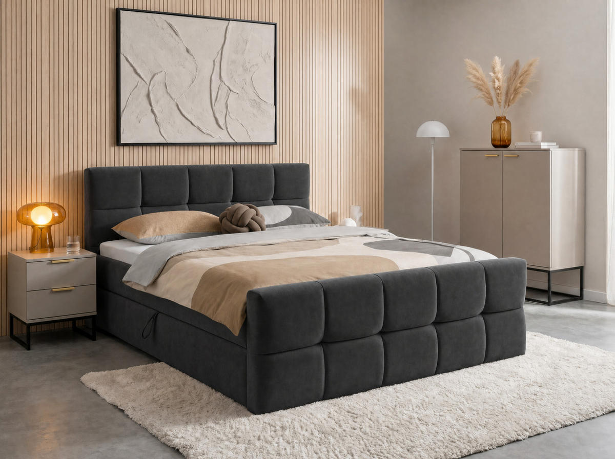 BOXBETT Modena 2 grau 160/200 cm - Grau, Textil (160/200cm) - wonello