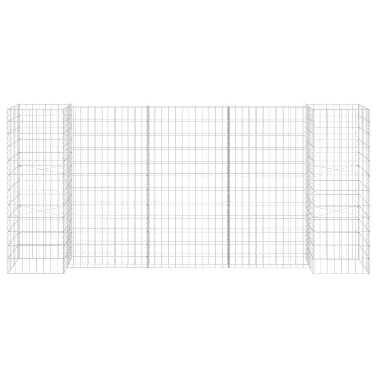 H-FÖRMIGER Gabionen-Pflanzkorb Stahldraht 260x40x120 cm - Silberfarben, Metall (260/120/40cm)