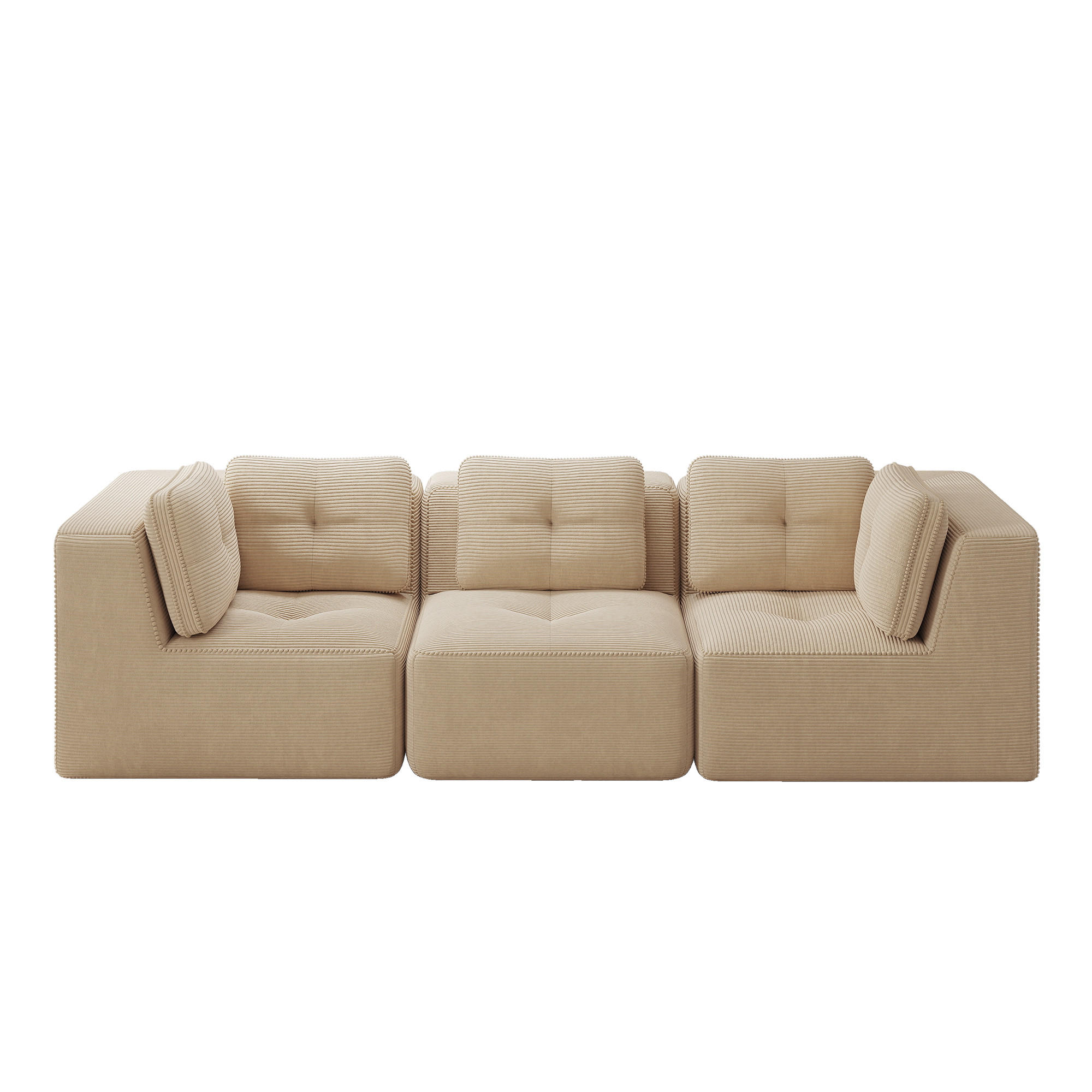 3-SITZER Sofa 297x104x69 cm aus Cordstoff rahmenlos modular, beige - Beige, Textil (104/69/297cm)