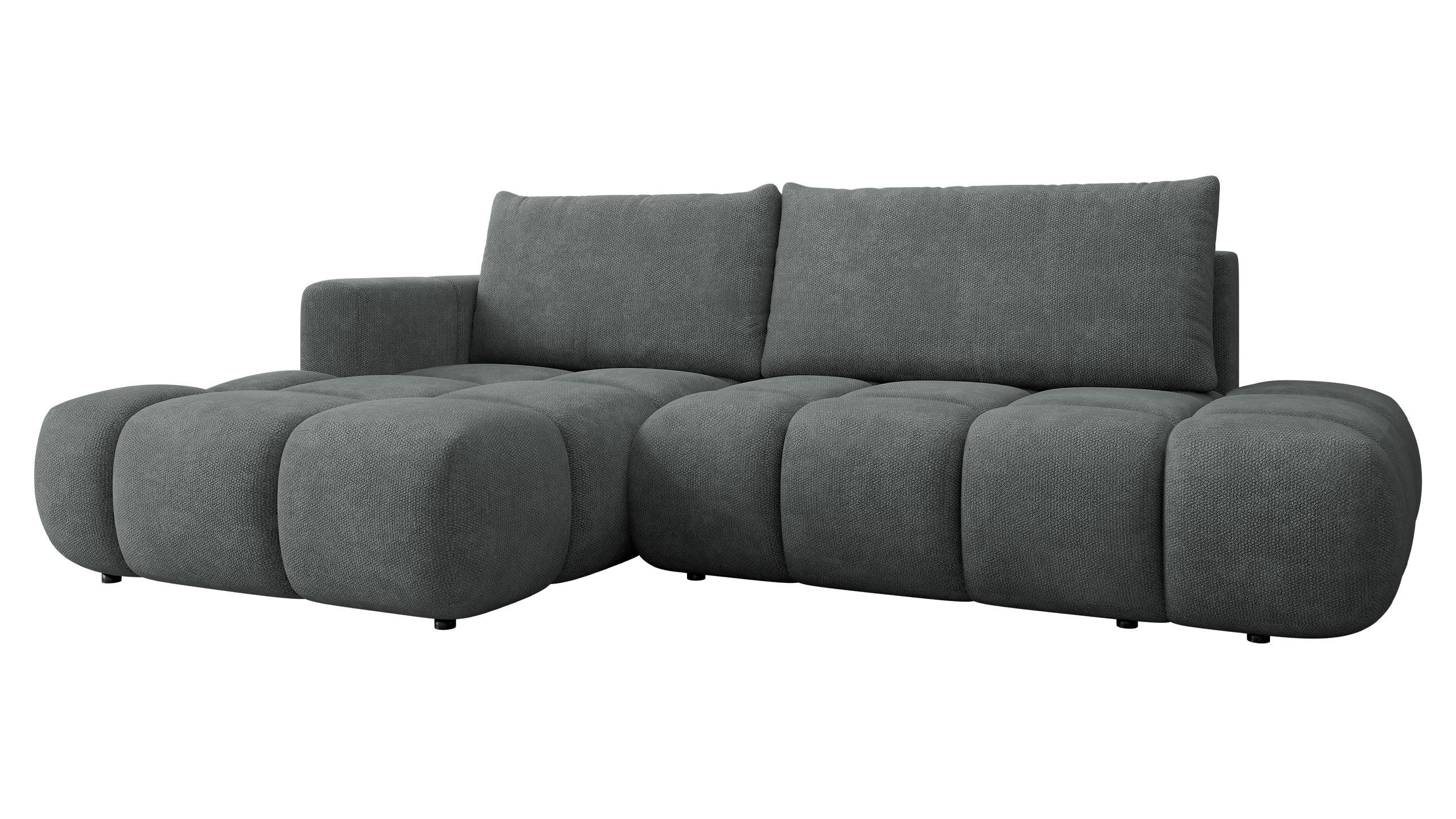 ECKSOFA Soffi, Seite: Links - Schwarz/Graphitfarben, Holz/Kunststoff (283/166cm) - MIRJAN24