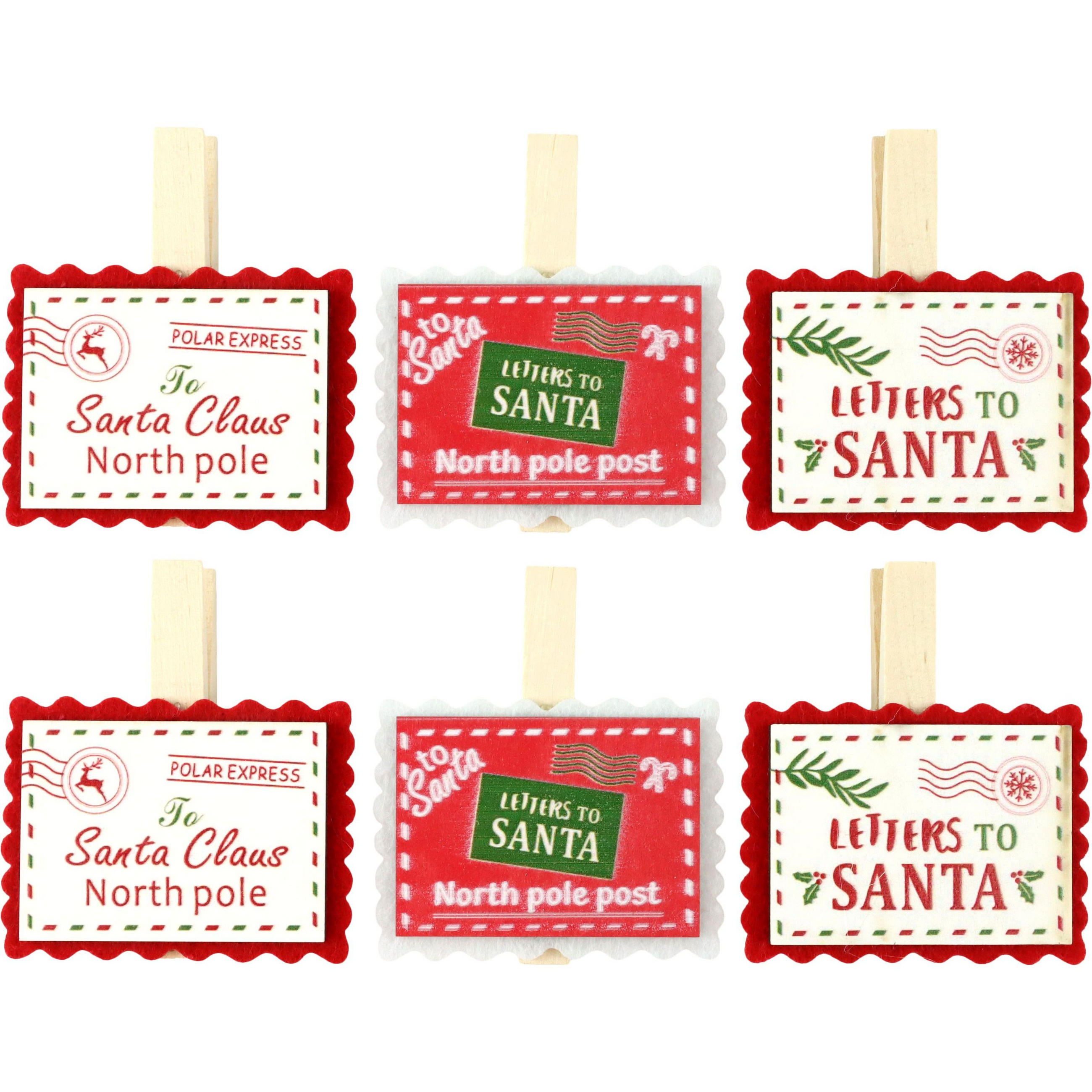 DEKOOBJEKT Letters To Santa 6er Set 6,5/7,5/1,8 cm - Multicolor, Holz (6.5/1.8/7.5cm) - FURNARO