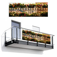 BALKON-SICHTSCHUTZ Blumen - Zaun - Stadtbild - Sommer - Pink, Kunststoff (300/110cm) - MuchoWow