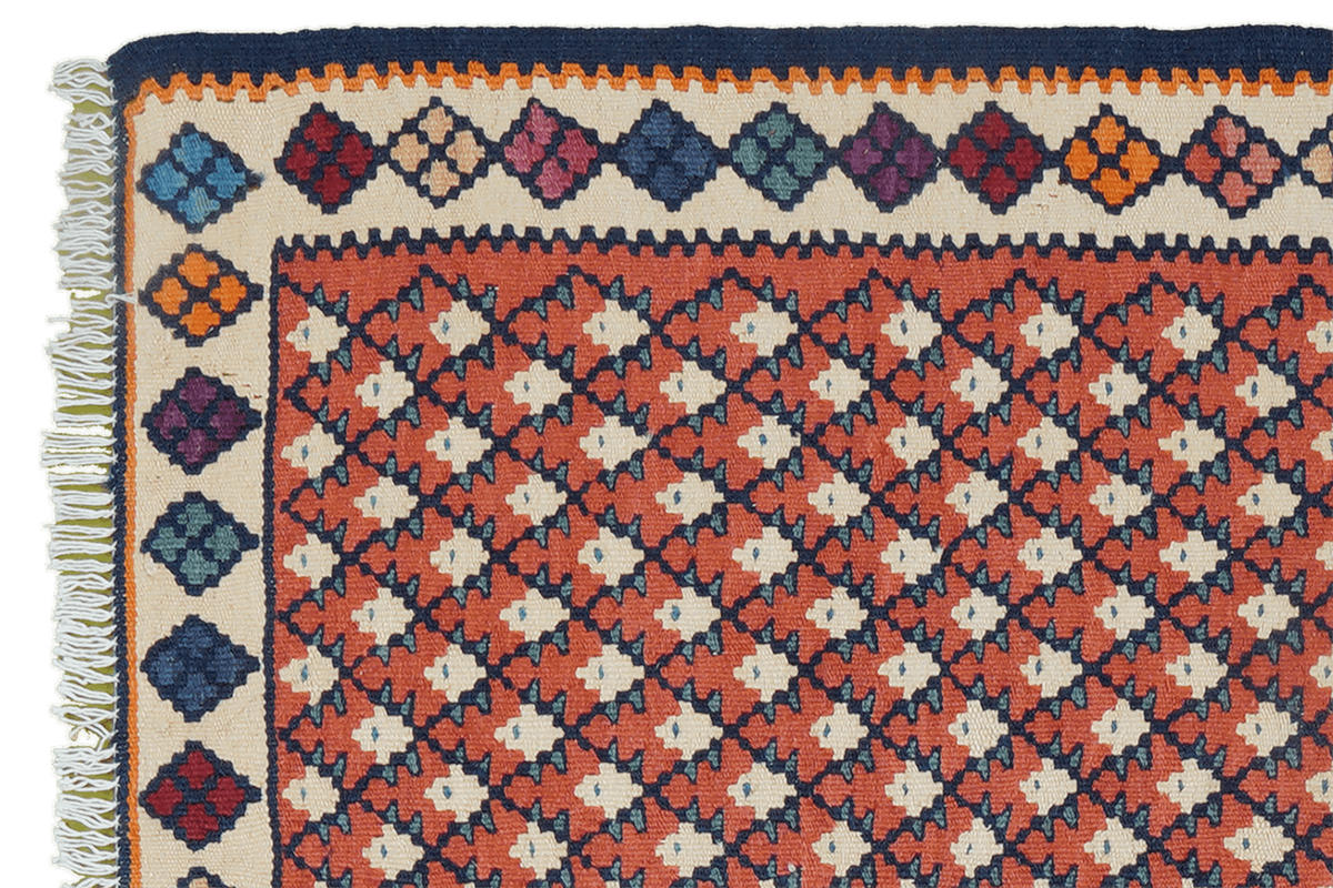 HANDWEBTEPPICH Kelim Senneh Rot 82/62 cm Schurwolle - Rot, Textil (62/82cm) - Looma