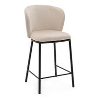 BARHOCKER BARI gepolsterter mit Steppung - beige - Samt Velour - Beige/Schwarz, Textil/Metall (55/94/57cm) - NEW HOME