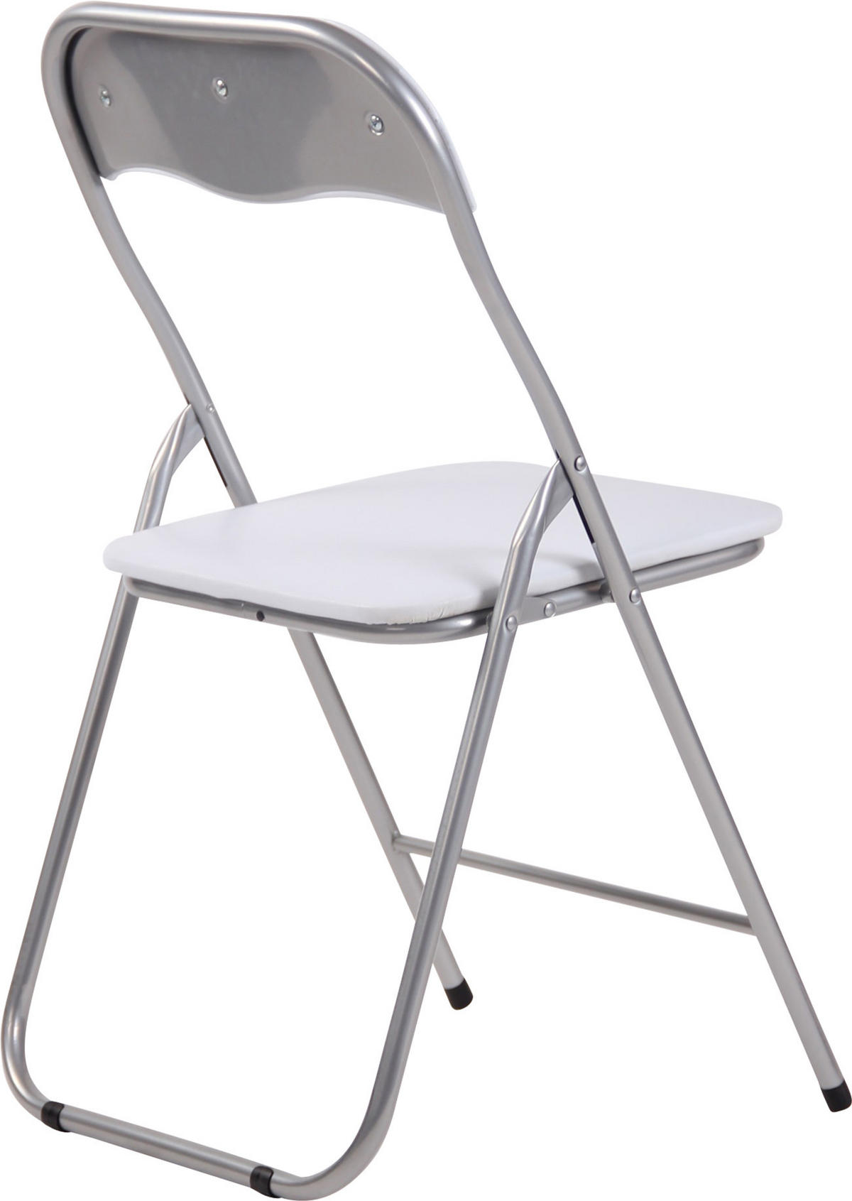 BESUCHERSTUHL Lederlook weiß/silber - Silberfarben/Weiß, Textil/Metall (45/78/45cm) - CLP