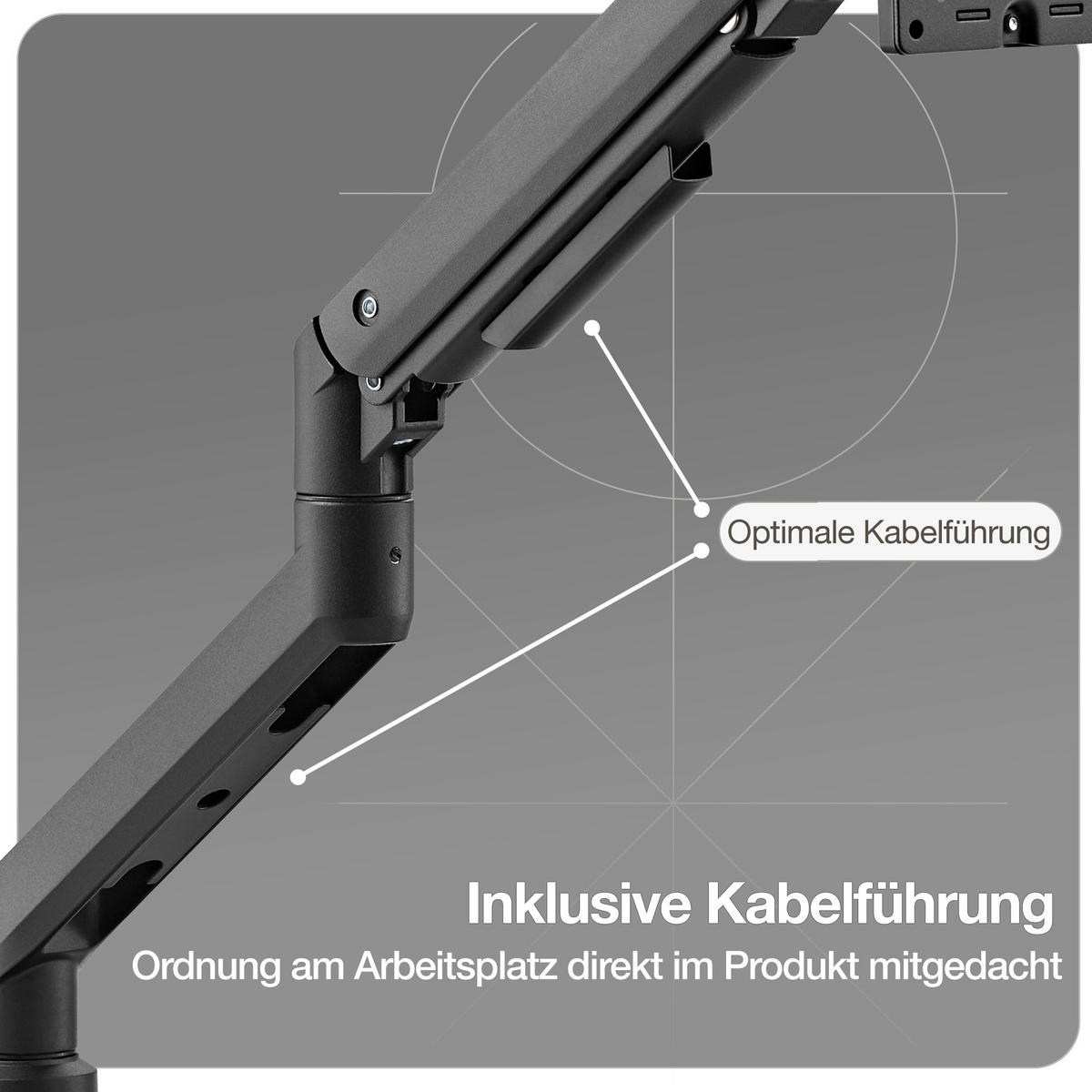 MONITORARM in schwarz mit Gasfeder für 17–49 Zoll Monitore bis 20kg / Schwarz - Schwarz, Metall (22/43/13cm) - ASSMANN