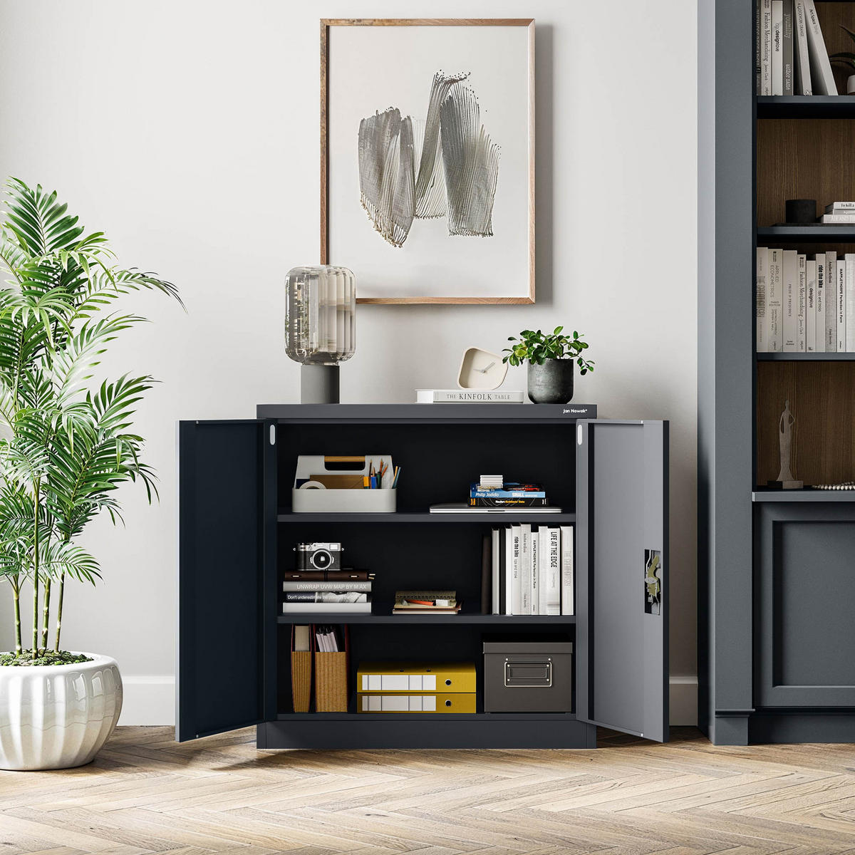 METALLSCHRANK Beata - Anthrazit, Metall (90/93/40cm) - Jan Nowak
