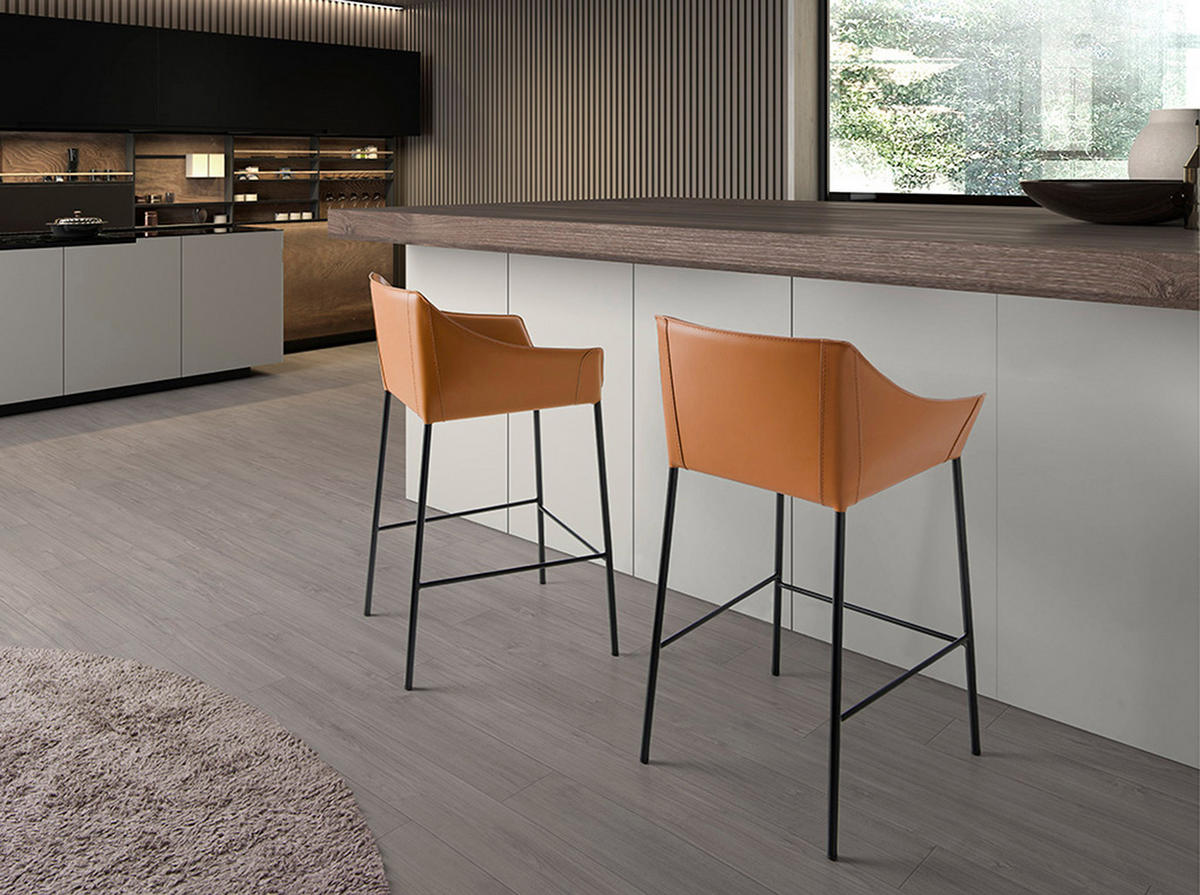 BARHOCKER Braun Schwarz 59/55/92 cm - Schwarz/Braun, Leder (59/92/55cm) - ANGEL CERDA