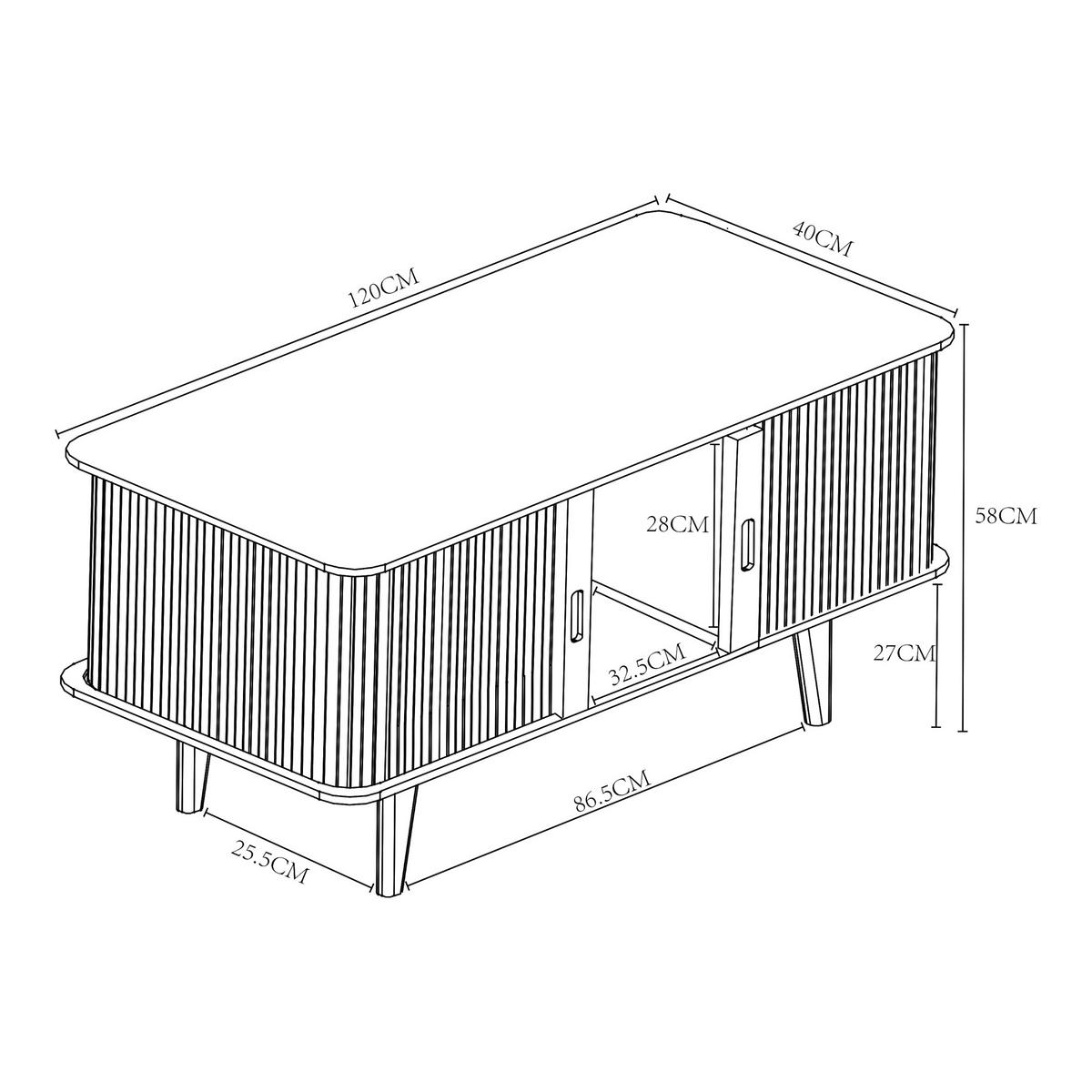 TV-ELEMENT Tysvær - Blau, Holz/Holzwerkstoff (120/58/40cm) - [en.casa]