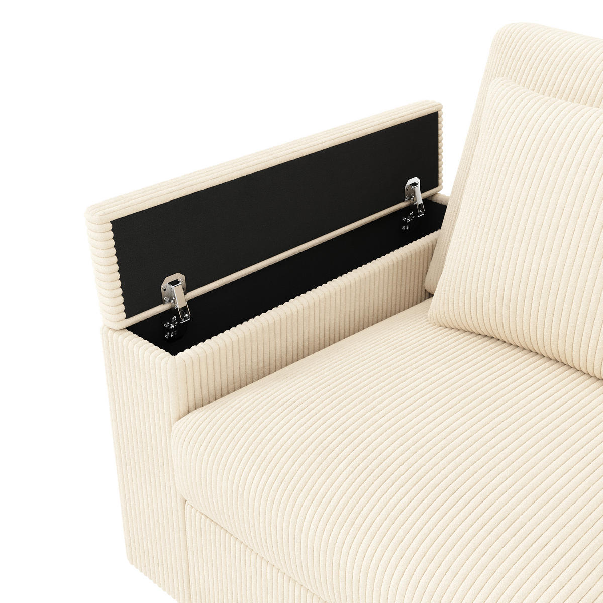 4-SITZER SOFA Cord Beige mit USB, USB-C und Stauraum - Beige, Holzwerkstoff/Kunststoff (299/82.7/80cm) - WISHDOR