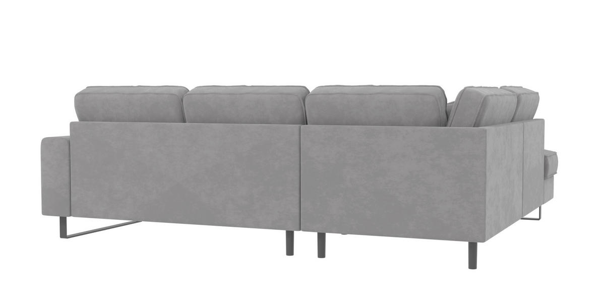ECKSOFA Zuri Hellgrau Samt - Hellgrau/Schwarz, Holz/Kunststoff (290/231cm) - S-Style Möbel