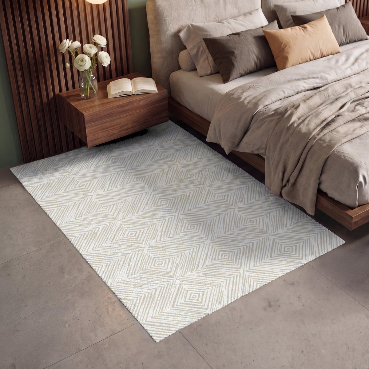KOBERCE - Abstraktné - Diamanty - Béžová - 140x200 cm - béžová, textil/plast (140/0.4cm) - OnlyWow