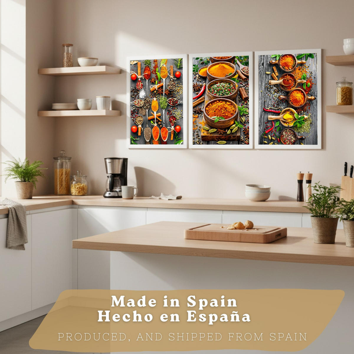 PLAKAT Sada 3 Bylinky A4 Bílý rám - bílá, papír (29.7/1/21cm) - Nacnic