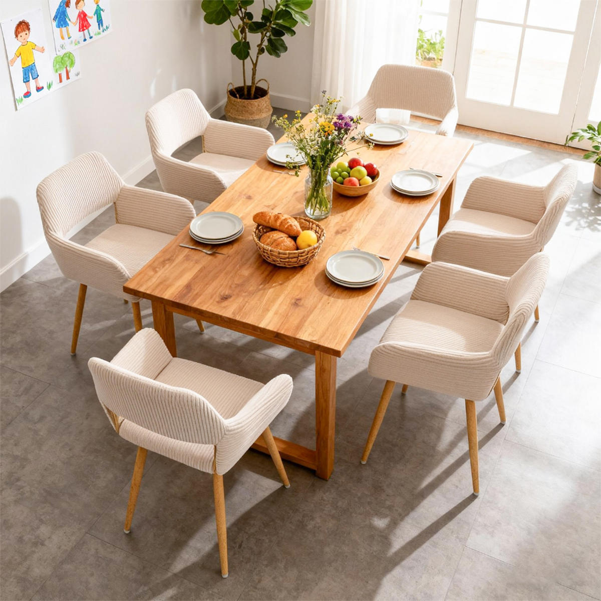 ESSZIMMERSTÜHLE 6er-Set, mit Metallbeinen, für Küche, Wohnzimmer, Schlafzimmer und Büro, Hellbeige - Beige, Textil/Metall (56/78/56cm) - Meubles Cosy