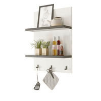 KÜCHENREGAL weiß Pinie, anthrazit Landhaus 60 cm, Gewürzregal mit Haken und Ablagen - Anthrazit/Weiß, Holzwerkstoff/Metall (60/85/22cm) - Furn.Design