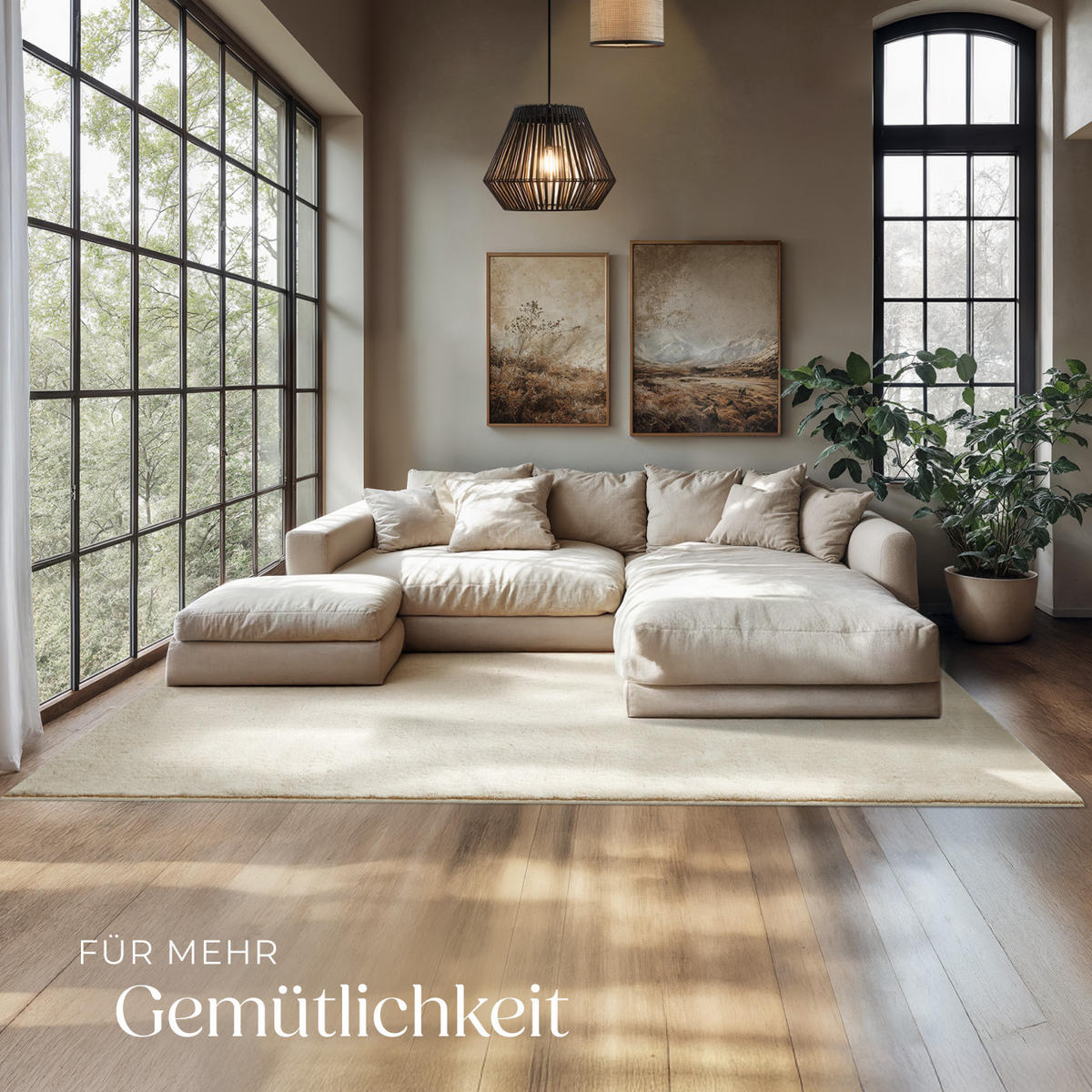 KURZFLORTEPPICH Soft Zone,rutschfeste Unterseite,beige - Beige, Kunststoff (230/160cm) - tectake
