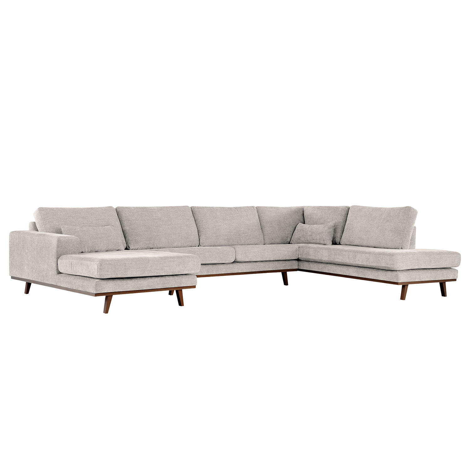 WOHNLANDSCHAFT mit Longchair - Buchefarben/Grau, Textil (371/81/219cm) - home24