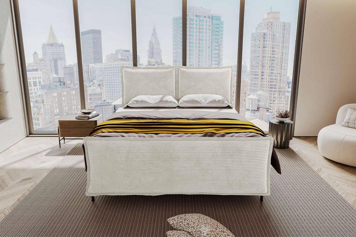 BOXSPRINGBETT VERO PLUS Cordstoff Greige 140/200 cm - Greige/Schwarz, Holzwerkstoff/Textil (140/200cm) - 99rooms