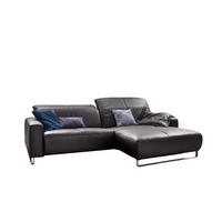 ECKSOFA YORK Taupe Leder - Taupe/Silberfarben, Leder (284/180cm) - KAWOLA