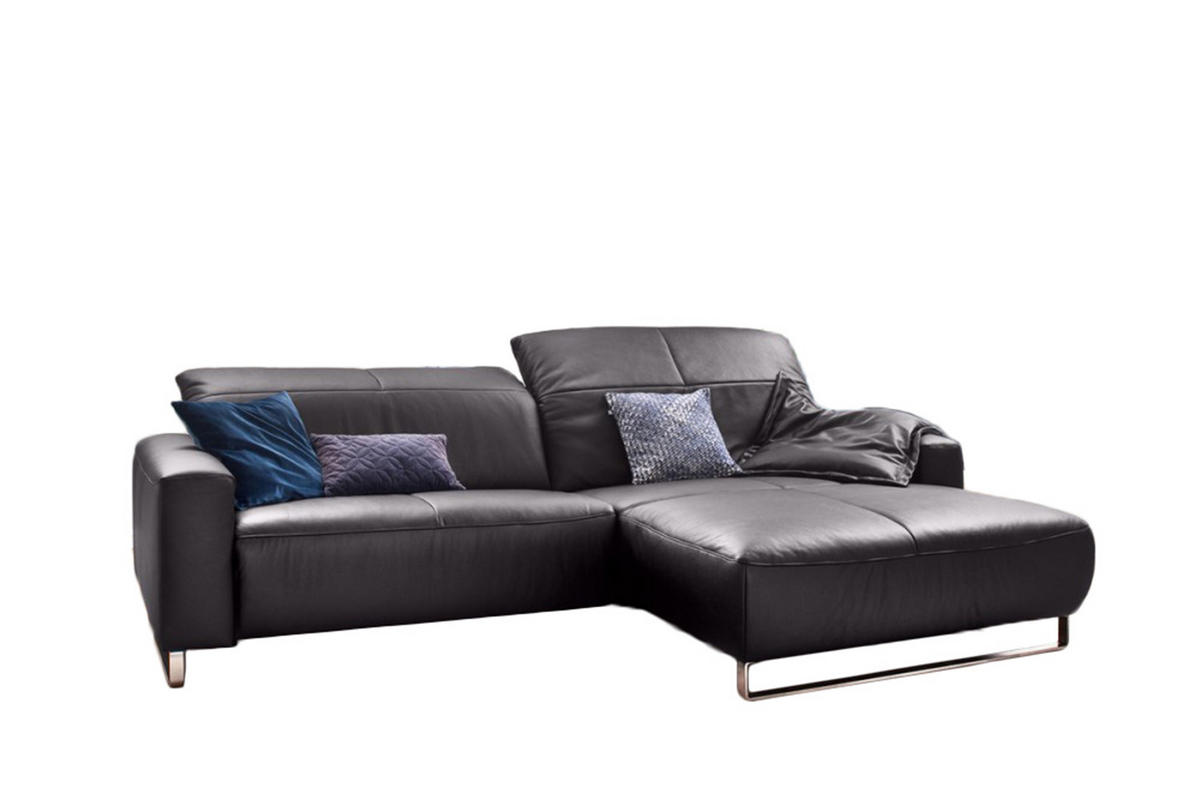 ECKSOFA YORK Taupe Leder - Taupe/Silberfarben, Leder (284/180cm) - KAWOLA