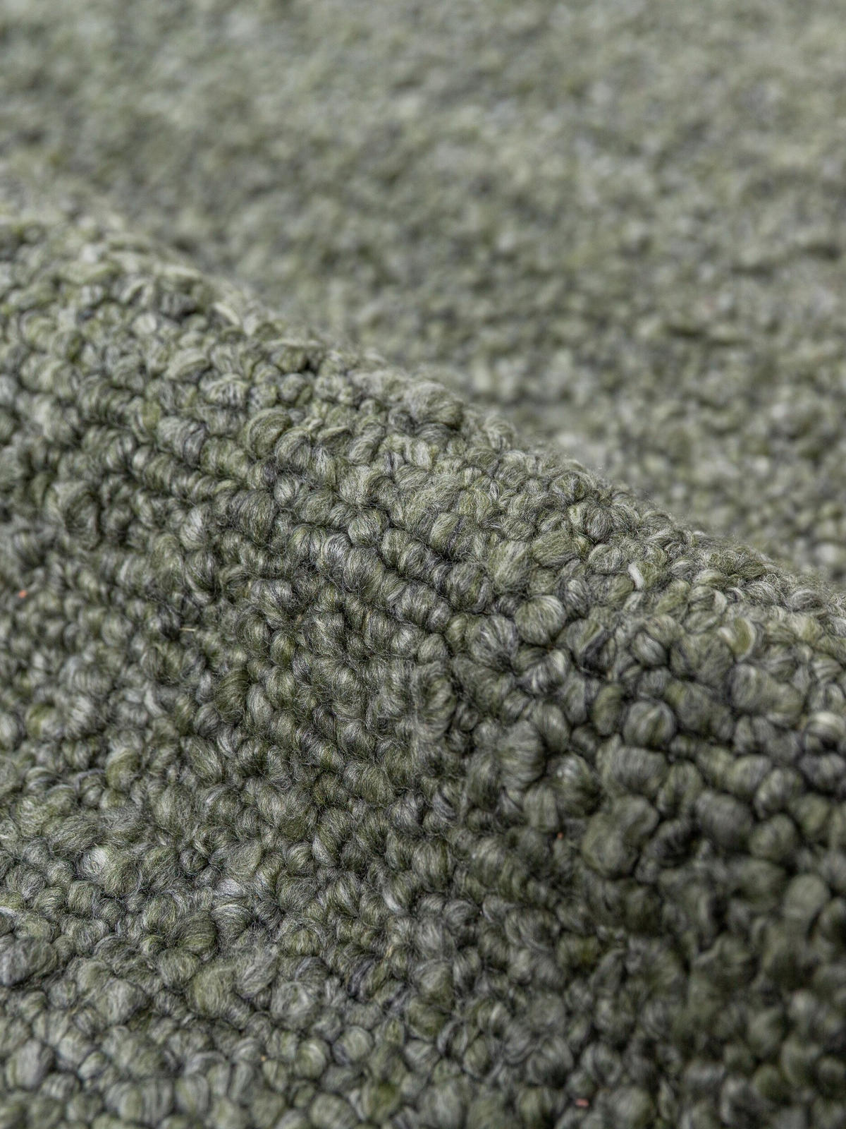 TEPPICH Kurzflor, handgewebt, GLAVEN, in Grün-Grau, Bouclé-Struktur, 120 x 170 cm - Grün, Textil (120/170cm) - KADIMA DESIGN