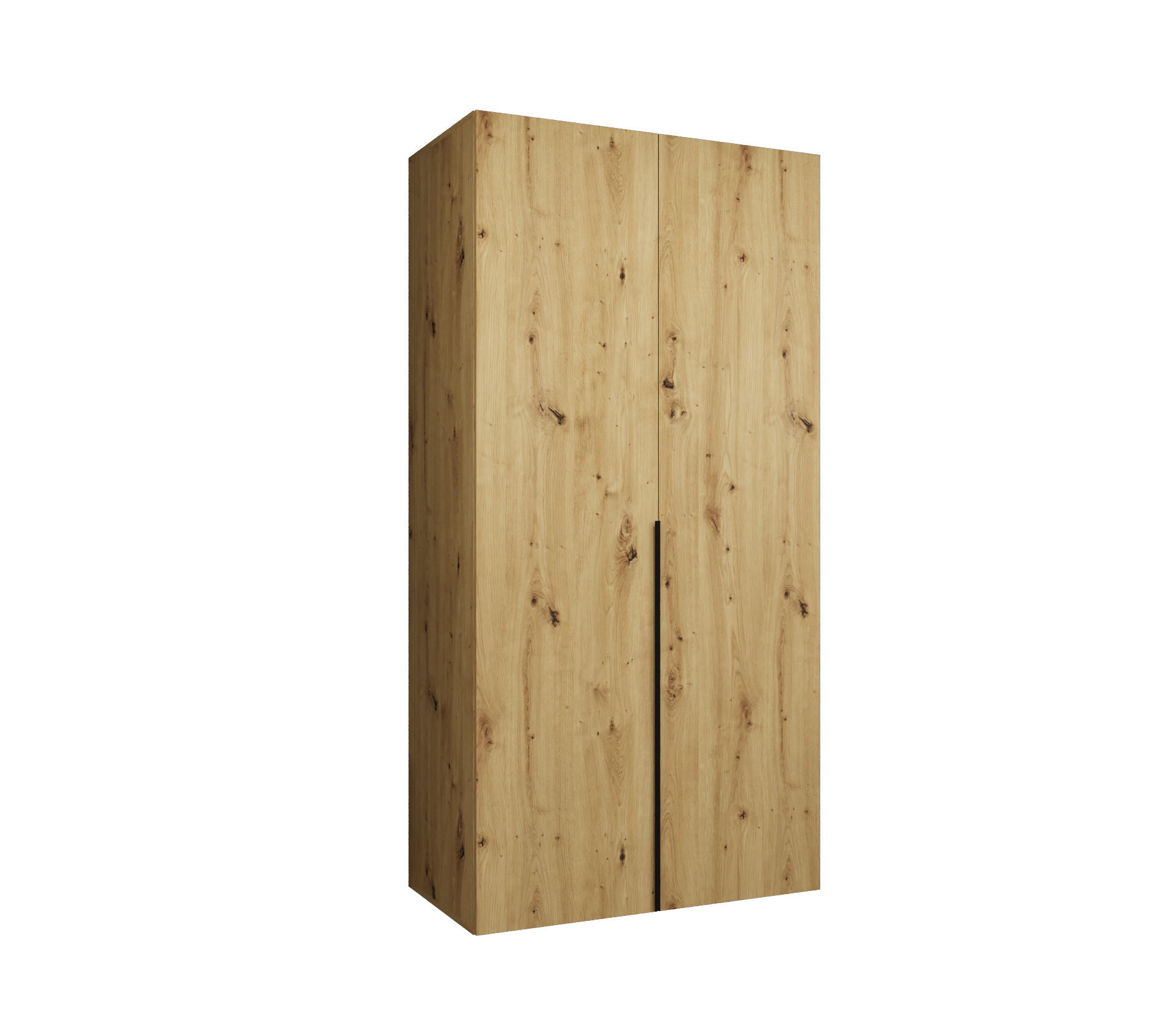 Abiks Möbel Drehtürenschrank Eiche Artisan, Schwarz 100x202x52 cm