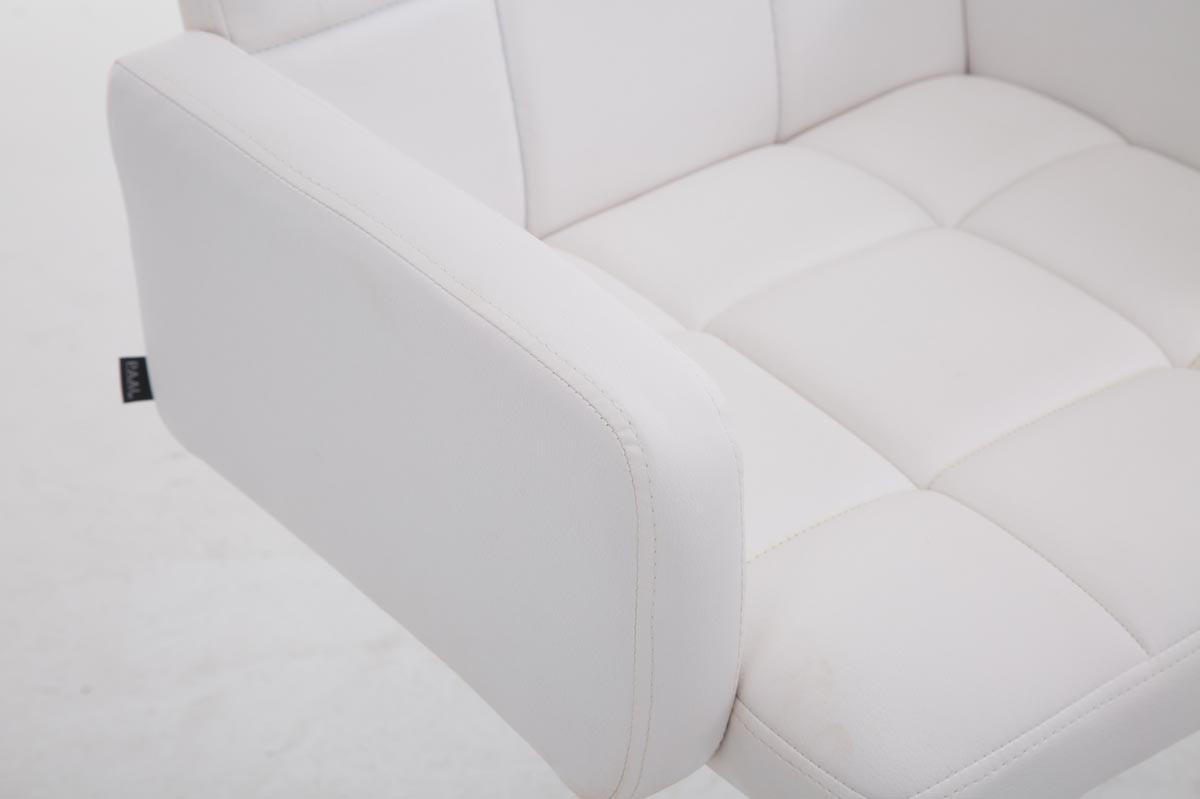 BARHOCKER Sutun Kunstleder Weiß Silber - Weiß, Leder/Metall (60/93/56cm) - DELUKE