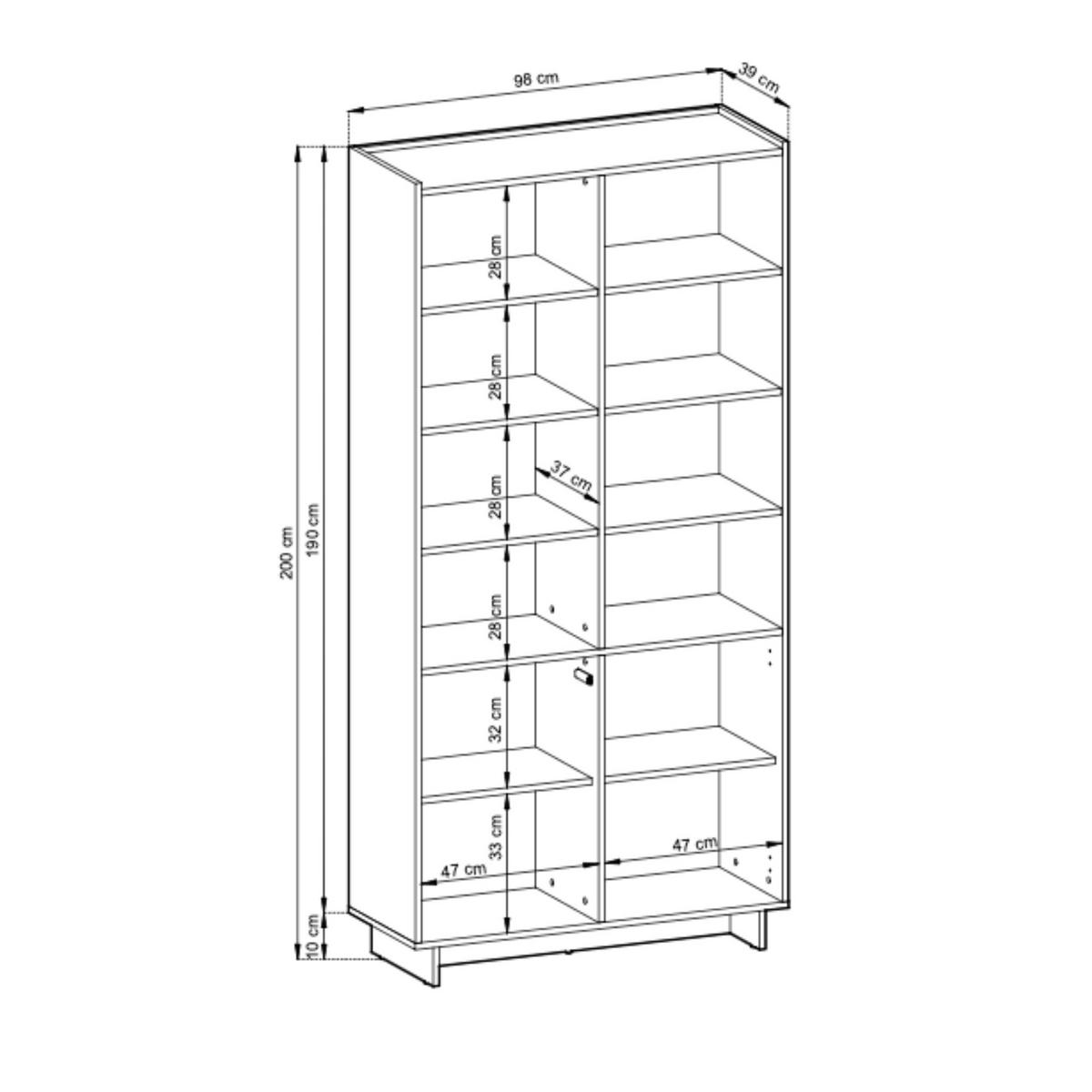 BÜCHERREGAL: karamellfarbene Eiche, 98 x 201 x 39 cm - Braun, Holzwerkstoff (98/201/39cm) - 3XE LIVING